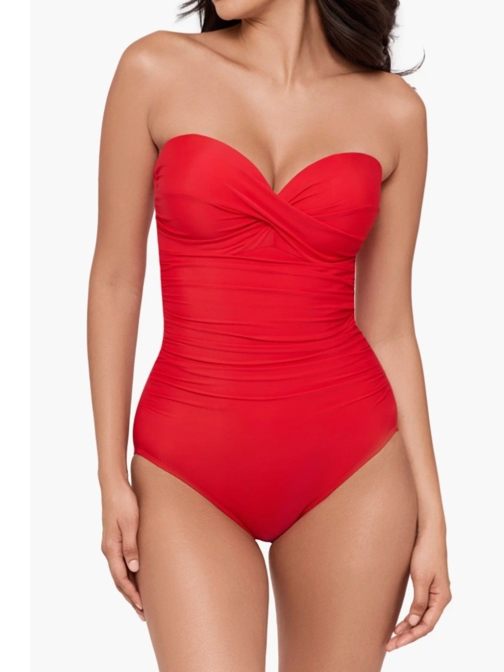 Miraclesuit Strapless Ruched One-Piece Swimsuit in Red